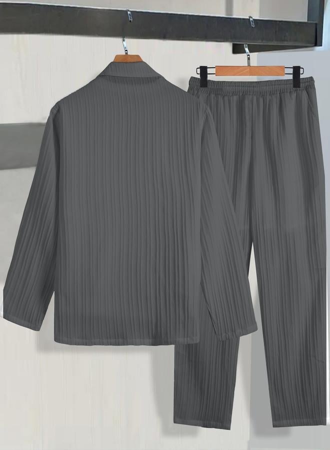 تايك تو طقم بليزر وبنطلون بقماش بارز - Image 2